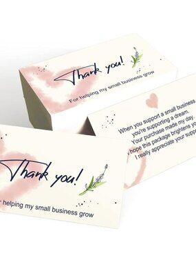 Thank You Cards 2 Sided 50 Supporting My Small Business Sales Heart Stylish Nice